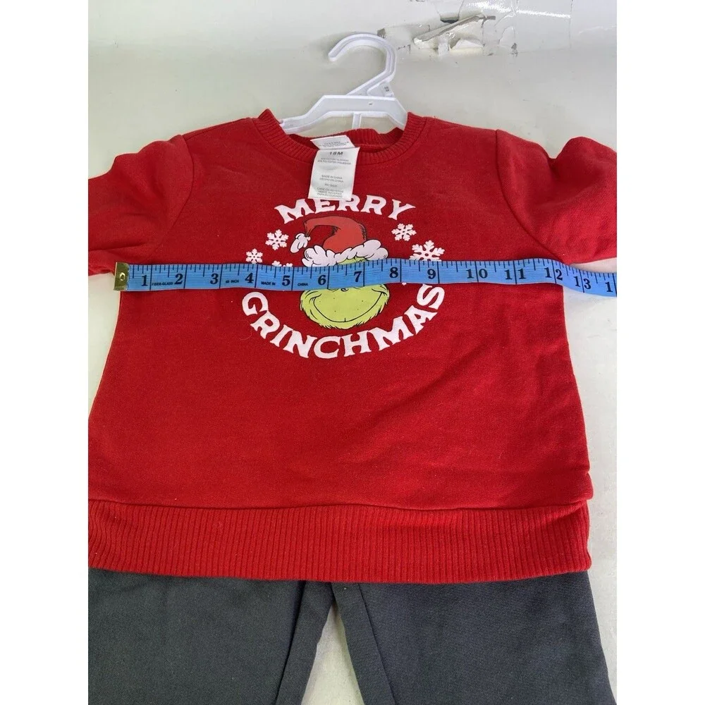 Dr. Seuss The Grinch Merry Christmas Shirt Top Pants Outfit Set Boys 18 Months